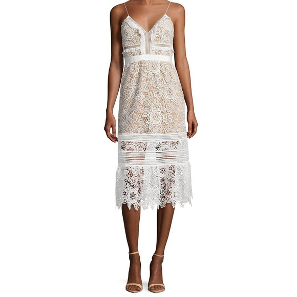 SELF-PORTRAIT White Floral Blush Lace Midi - Picture 2 of 7